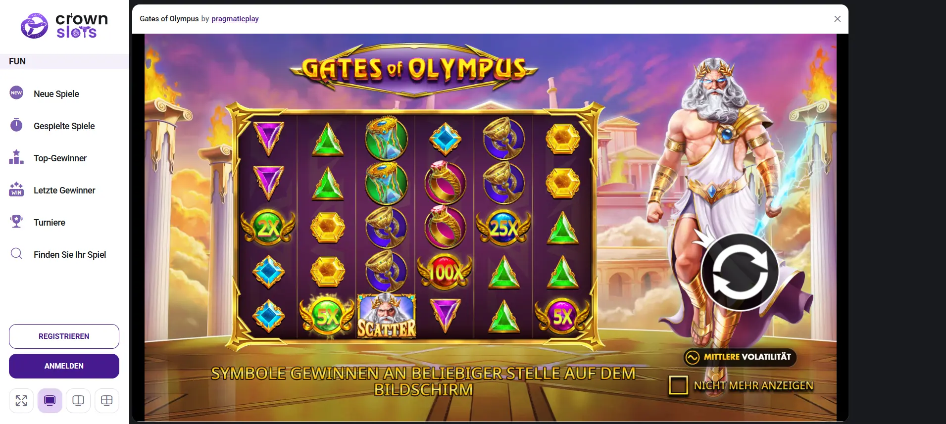 Gates of Olympus Bitcoin Slot von Pragmatic Play