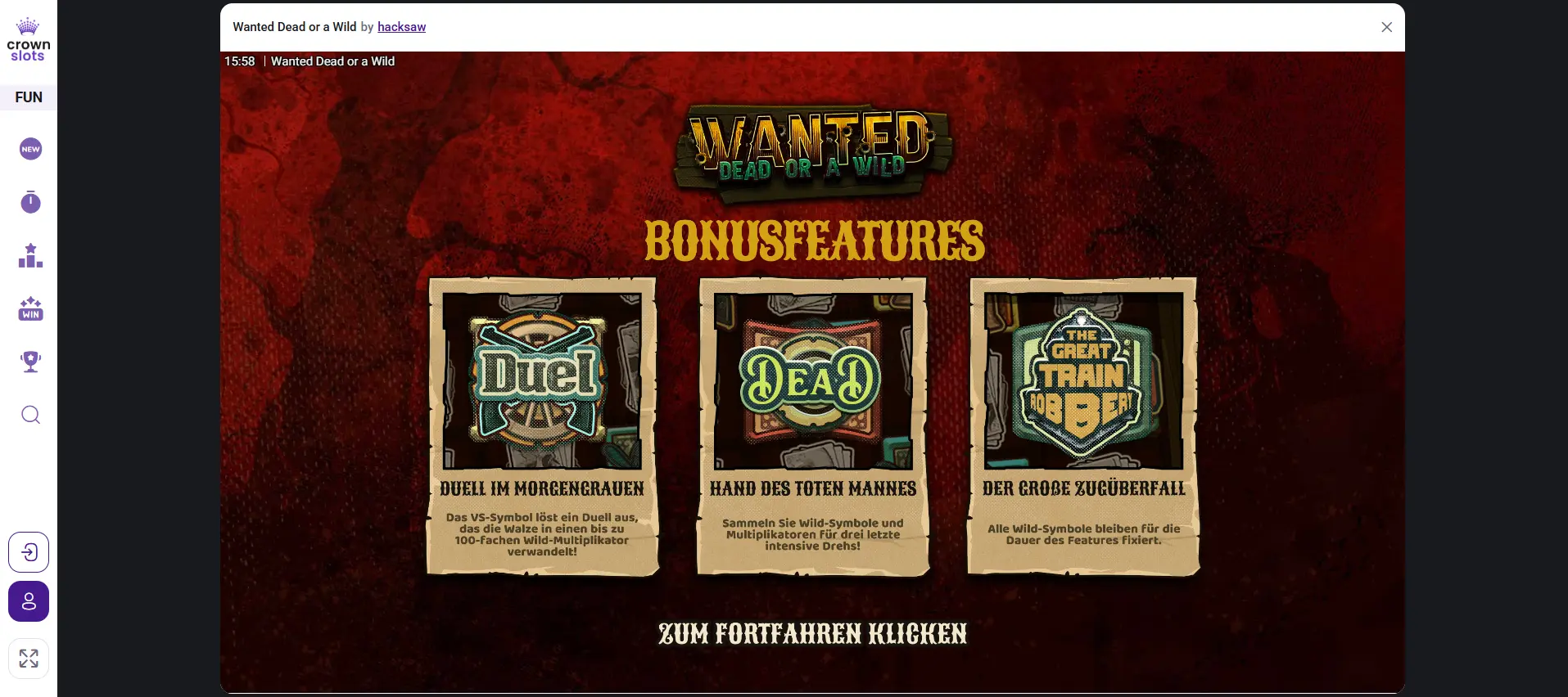 Wanted Dead or a Wild Slot von Hacksaw Gaming