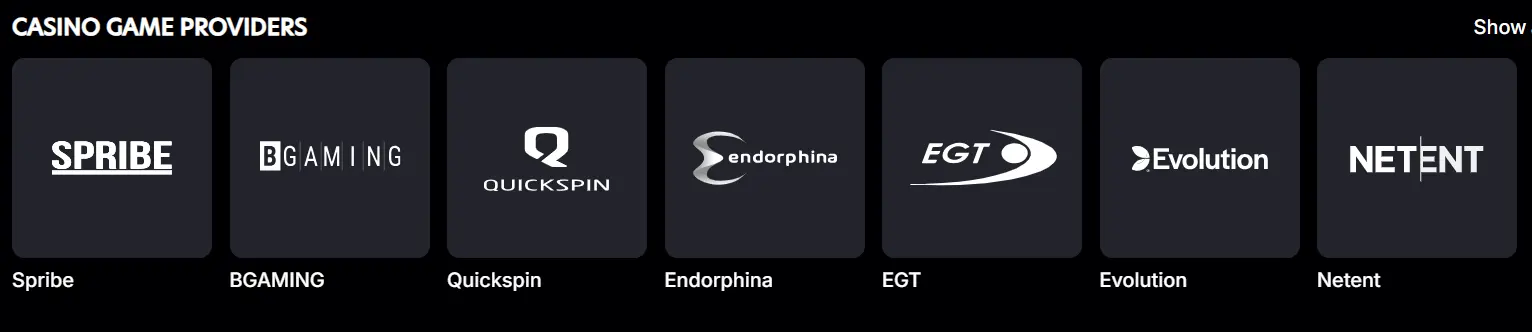 Spielanbieter im NeoSpin Casino mit BGaming, Evolution, NetEnt, Spribe, Quickspin, Endorphina und EGT