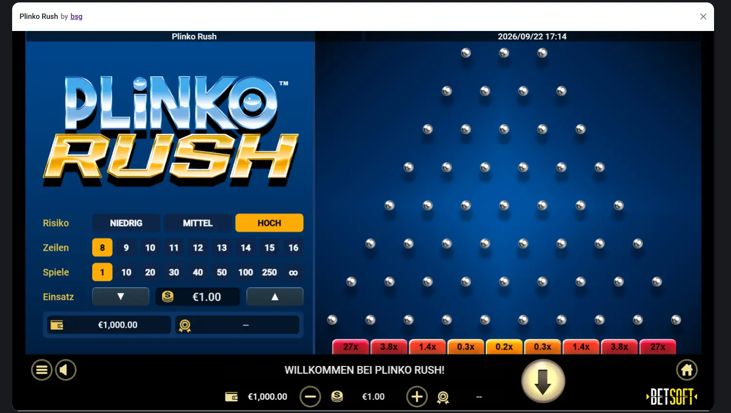 Plinko Bitcoin Casino Spiel